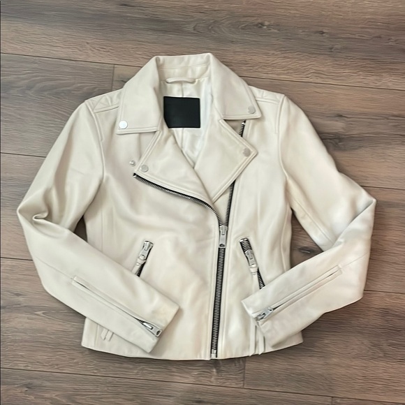 AllSaints Dalby Biker Leather Jacket- 0 - Picture 4 of 13